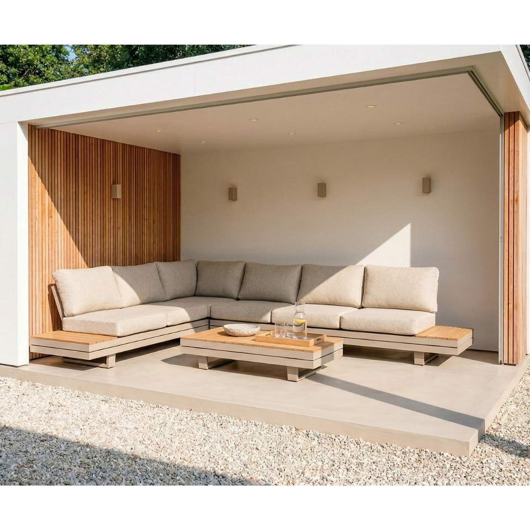 Vegas loungetafel | aluminum + polywood | beige | 117x60cm