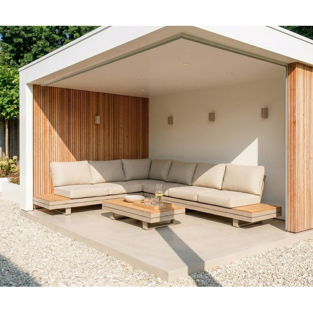 Vegas loungetafel | aluminum + polywood | beige | 117x60cm