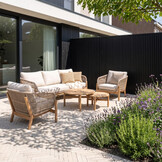 Braga stoel-bank loungeset 5 personen | touw + hardhout | zand | 5-delig