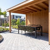 Manchester Natural/Seville olijfgroen dining tuinset | 6 personen | polywood + aluminium | 205cm