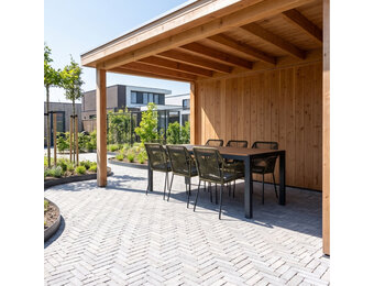 Manchester Natural/Seville olijfgroen dining tuinset | 6 personen | polywood + aluminium | 205cm