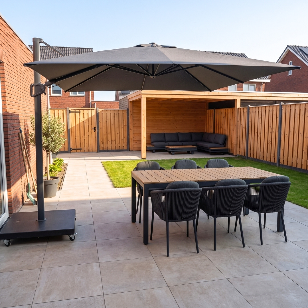 Vegas hoek loungeset-rechts 6 personen incl. tafel | aluminium + polywood | antraciet | 5-delig