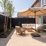 Braga hoek loungeset 6 personen incl. tafel & stoel | touw + hardhout | zand | 5-delig - 235x235cm