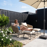 Flora lounge balkonset 2 personen | touw + aluminium | Sahara Dust | 4-delig