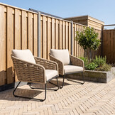 Flora lounge balkonset 2 personen | touw + aluminium | Sahara Dust | 4-delig