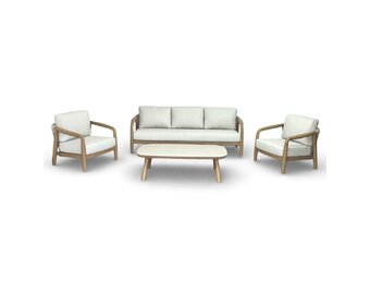 Serenza stoel-bank loungeset | touw + aluminium | beige | 4-delig