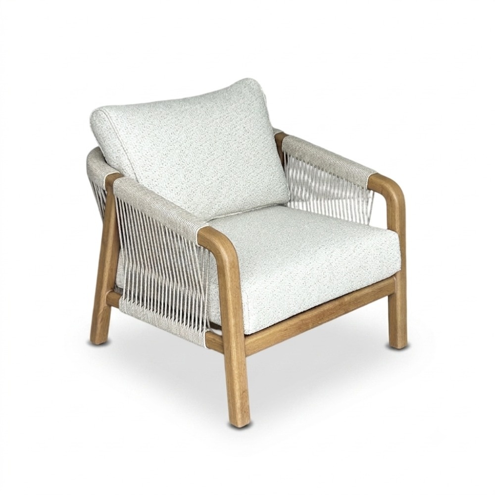 Bellagio stoel-bank loungeset | touw + aluminium | beige | 3-delig