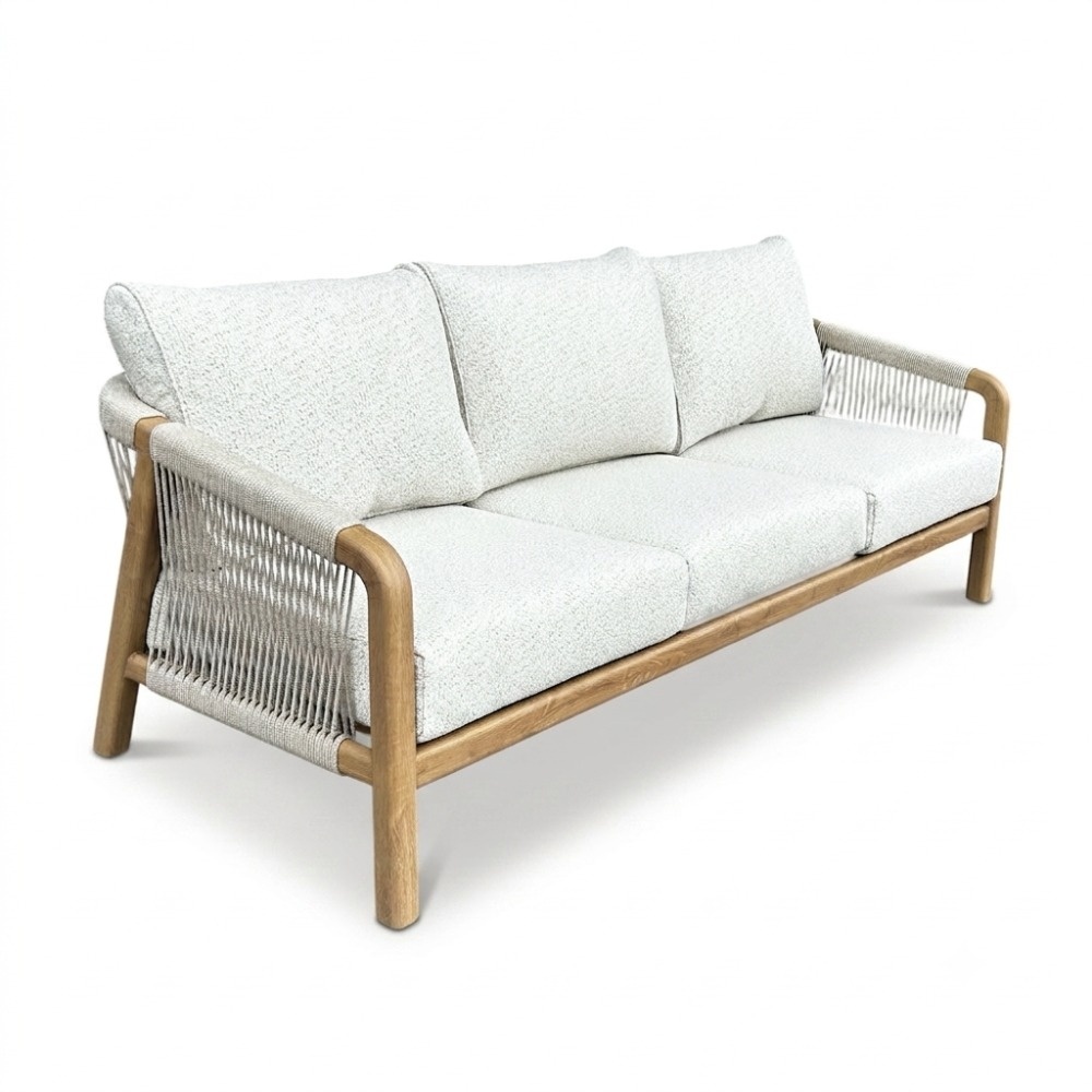 Bellagio stoel-bank loungeset | touw + aluminium | beige | 3-delig