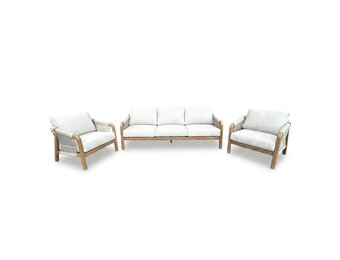 Bellagio stoel-bank loungeset | touw + aluminium | beige | 3-delig