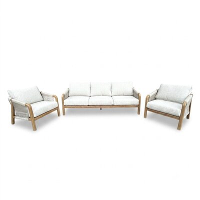 Bellagio stoel-bank loungeset | touw + aluminium | beige | 3-delig