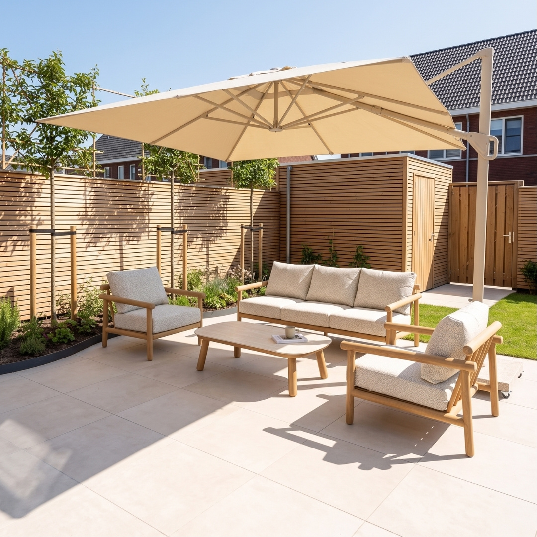 Tivoli stoel-bank loungeset | aluminium + sintered stone | beige | 4-delig