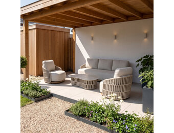 Sunvera stoel-bank loungeset | touw + aluminium | beige | 4-delig