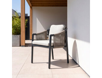 Sora dining tuinstoel | touw + aluminium | antraciet