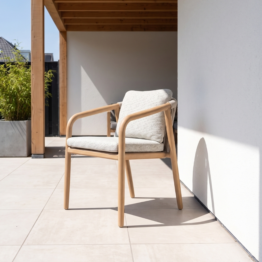 Serenza dining tuinstoel | touw + aluminium | beige