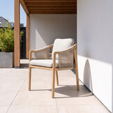 Sora dining tuinstoel | touw + aluminium | beige