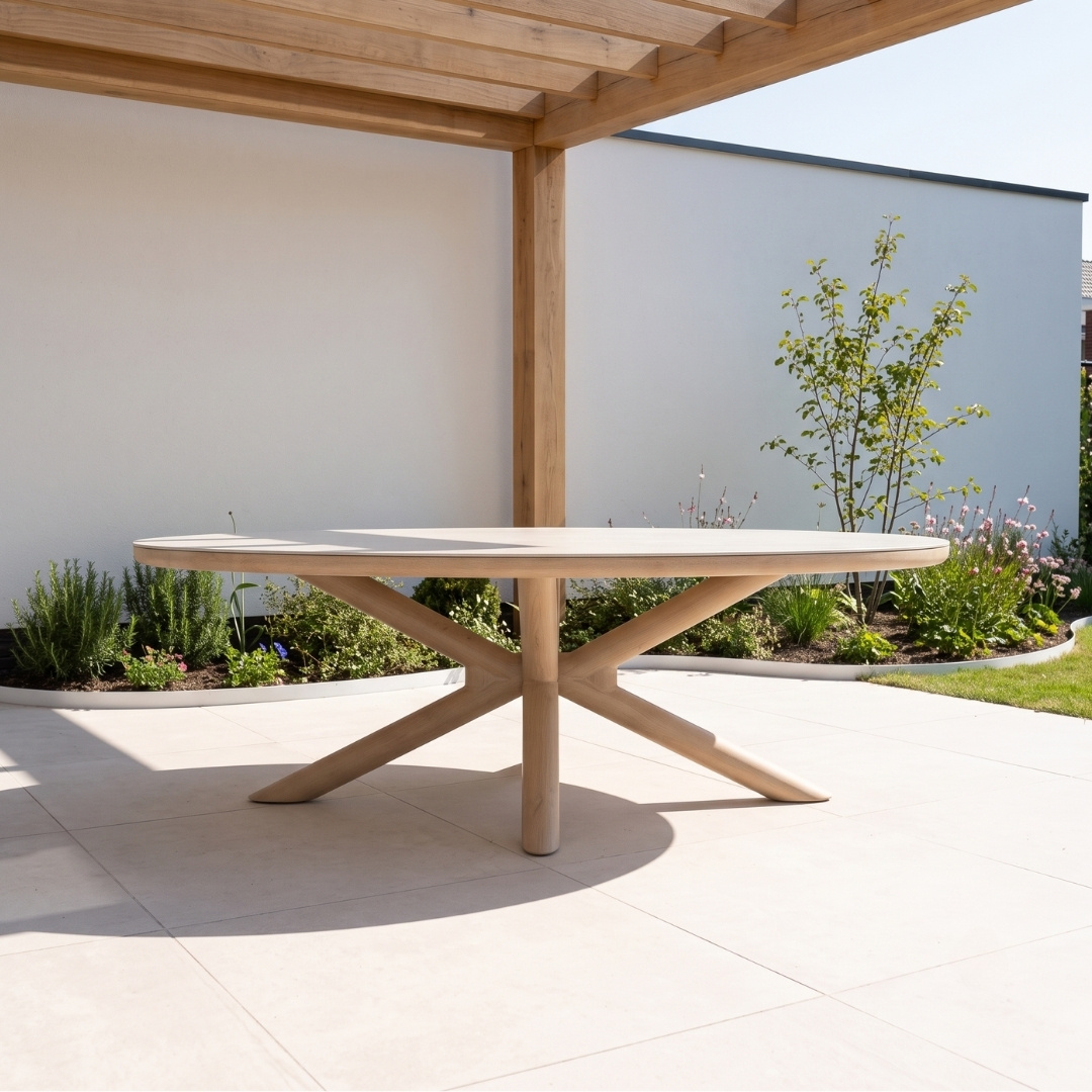Serenza dining tuintafel | sintered stone + aluminium | Marble | 240cm ovaal