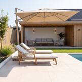 Bellagio ligbed | aluminium + touw | beige | 202cm