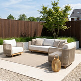 Sienna stoel-bank loungeset 5 personen | touw + hardhout | zand | 3-delig