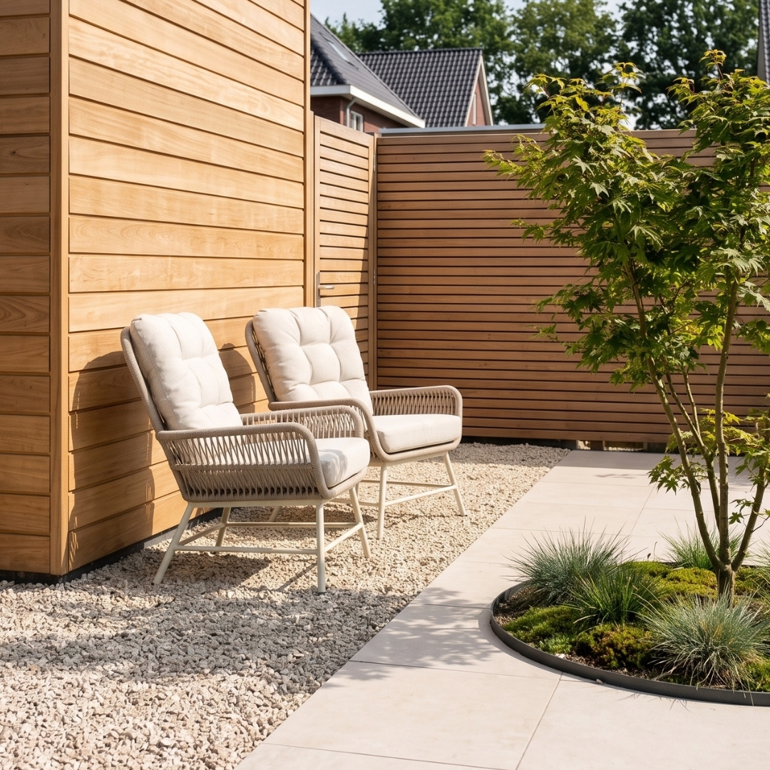 Dex loungestoel tuin set van 2 | touw + aluminium | Almond Beige