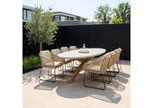Livorno/Tulum Sahara Dust dining tuinset | 8 personen | betonlook + touw | 280cm ovaal