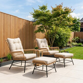 Dex lounge balkonset 2 personen | wicker + aluminium | Bamboo Taupe | 4-delig