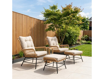 Dex lounge balkonset 2 personen | wicker + aluminium | Bamboo Taupe | 4-delig
