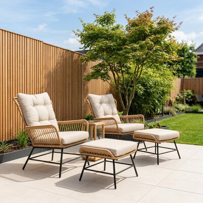 Dex lounge balkonset 2 personen | wicker + aluminium | Bamboo Taupe | 4-delig