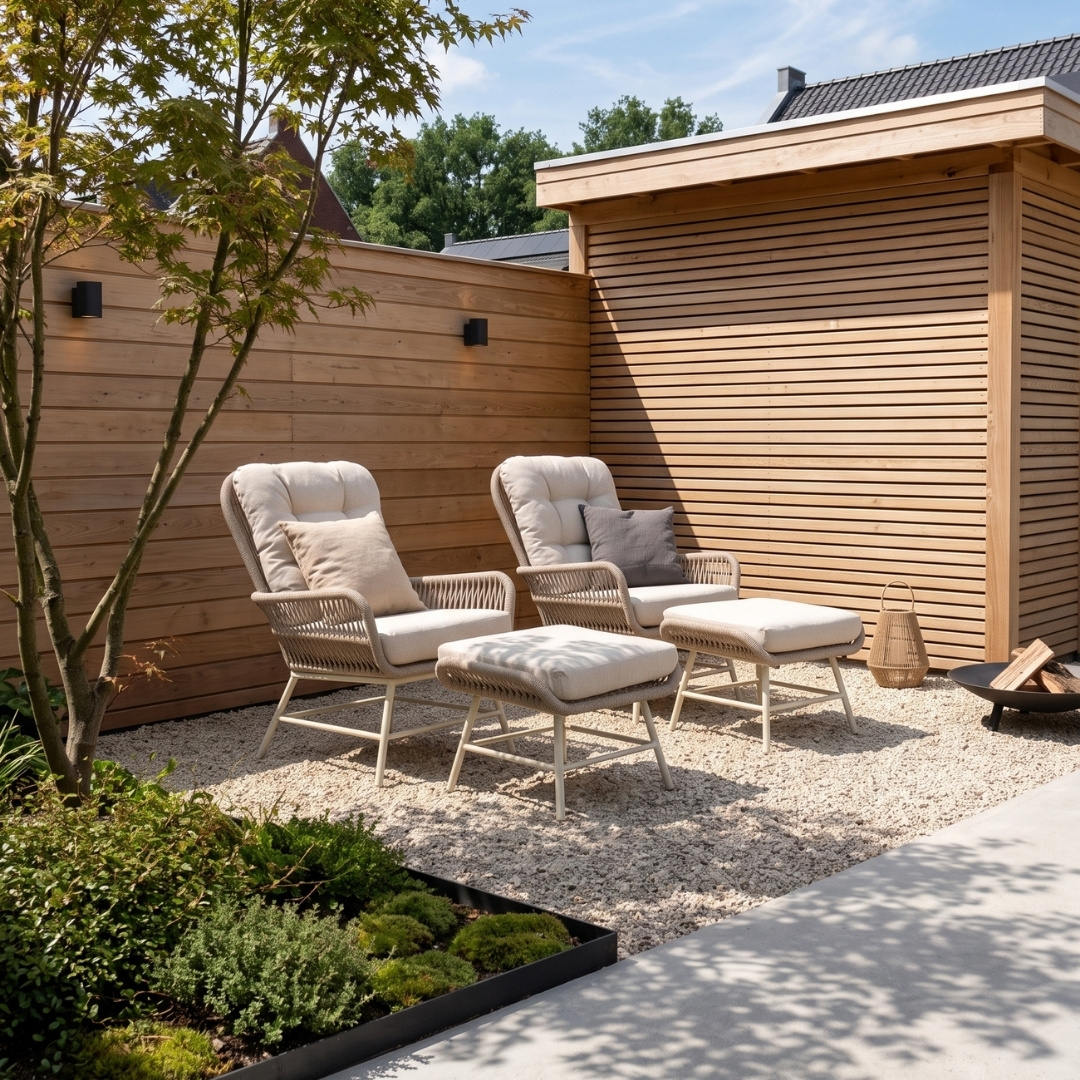Dex lounge balkonset 4-delig | touw + aluminium | Almond Beige