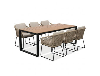 Kampa Natural/Tulum Sahara Dust dining tuinset | 6 personen | polywood + touw | 210cm