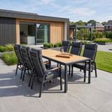 Annecy antraciet dining tuinset | 6 personen | teakhout + aluminium | 227cm