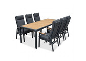 Annecy antraciet dining tuinset | 6 personen | teakhout + aluminium | 227cm