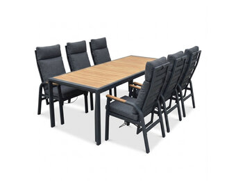 Annecy antraciet dining tuinset | 6 personen | teakhout + aluminium | 227cm