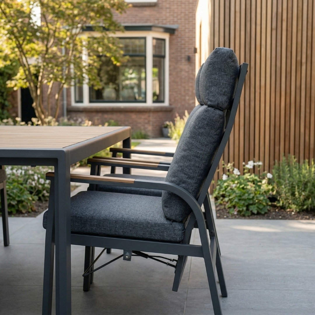 Annecy antraciet dining tuinset | 6 personen | teakhout + aluminium | 227cm