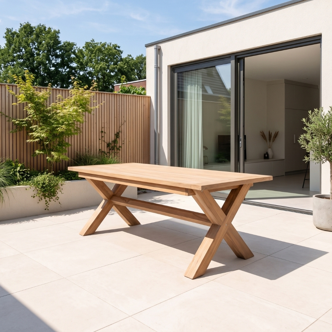 Riga/Harper Lava Grey dining tuinset | 4 personen | teakhout + touw | 200cm