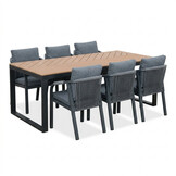 Kampa/Calgary antraciet dining tuinset | 6 personen | polywood + wicker | 210cm