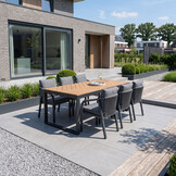 Kampa/Calgary antraciet dining tuinset | 6 personen | polywood + wicker | 210cm
