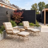 Dex lounge balkonset 2 personen | touw + aluminium | Bamboo Beige | 4-delig