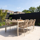 Annecy/Seville beige dining tuinset | 6 personen | teakhout + touw | 227cm