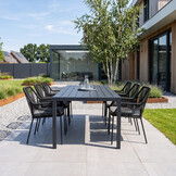 Manchester/Seville zwart dining tuinset | 6 personen | aluminium + aluminium | 205cm
