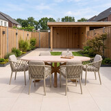 Lorento/Cleveland beige dining tuinset | 6 personen | polystone + aluminium | 240cm ovaal