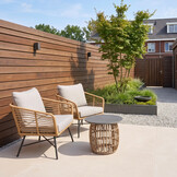 Flow lounge balkonset 2 personen | wicker + betonlook | Bamboo taupe | 3-delig