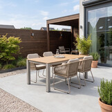 Manhattan beige/Tulum Sandstone dining tuinset | 4 personen | polywood + touw | 180cm
