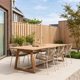 Gotenburg/Seville beige dining tuinset | 6 personen | teakhout + touw | 250cm