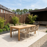Singapore/Seville beige dining tuinset | 6 personen | teakhout + touw | 200cm