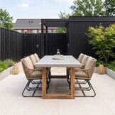 Lausanne/Portofino Sahara Dust dining tuinset | 6 personen | betonlook + touw | 250cm