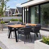 Sofia/Femke antraciet dining tuinset | 4 personen | polywood + touw |160cm