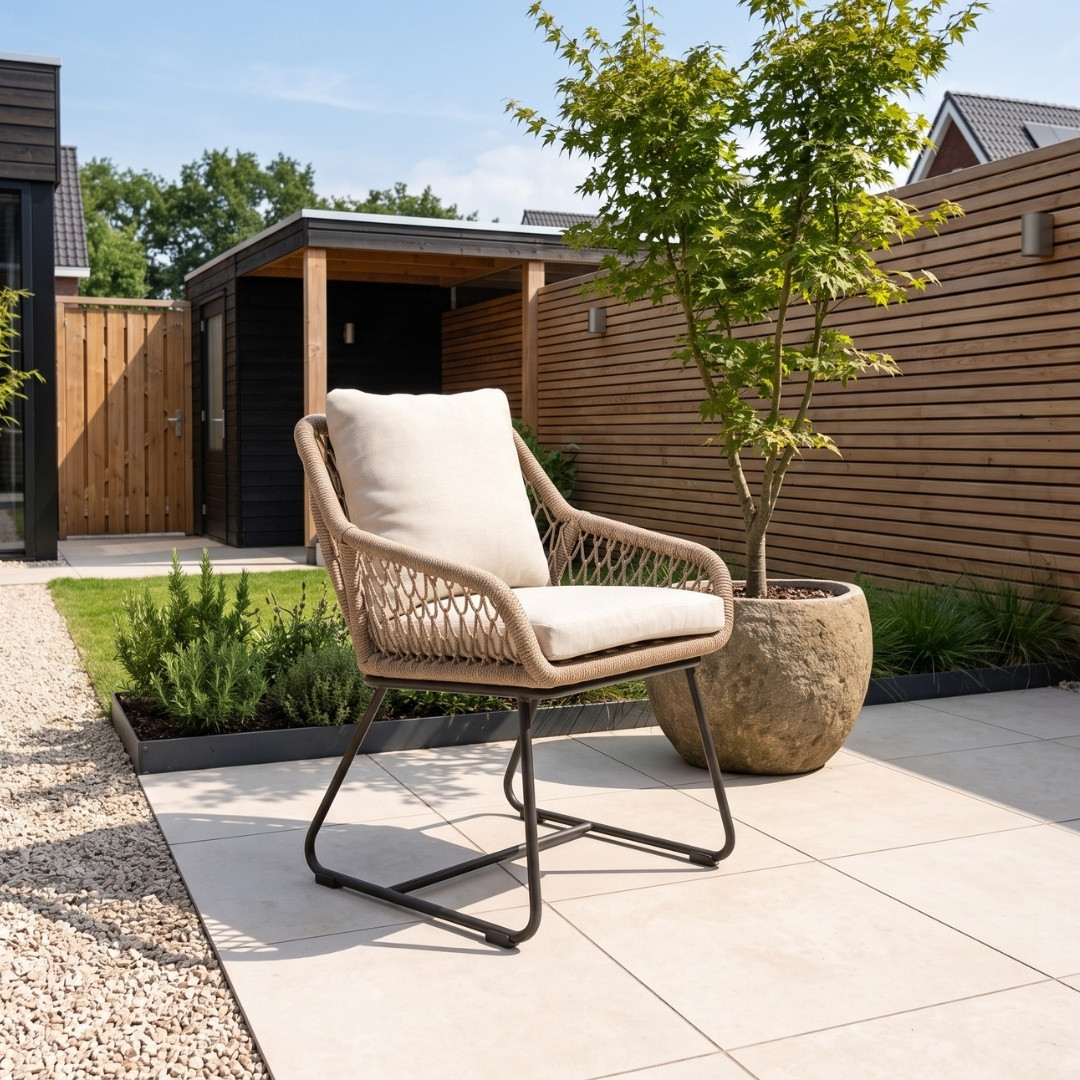 Laredo/Portofino Sahara Dust dining tuinset | 6 personen | hardhout + touw | 255cm
