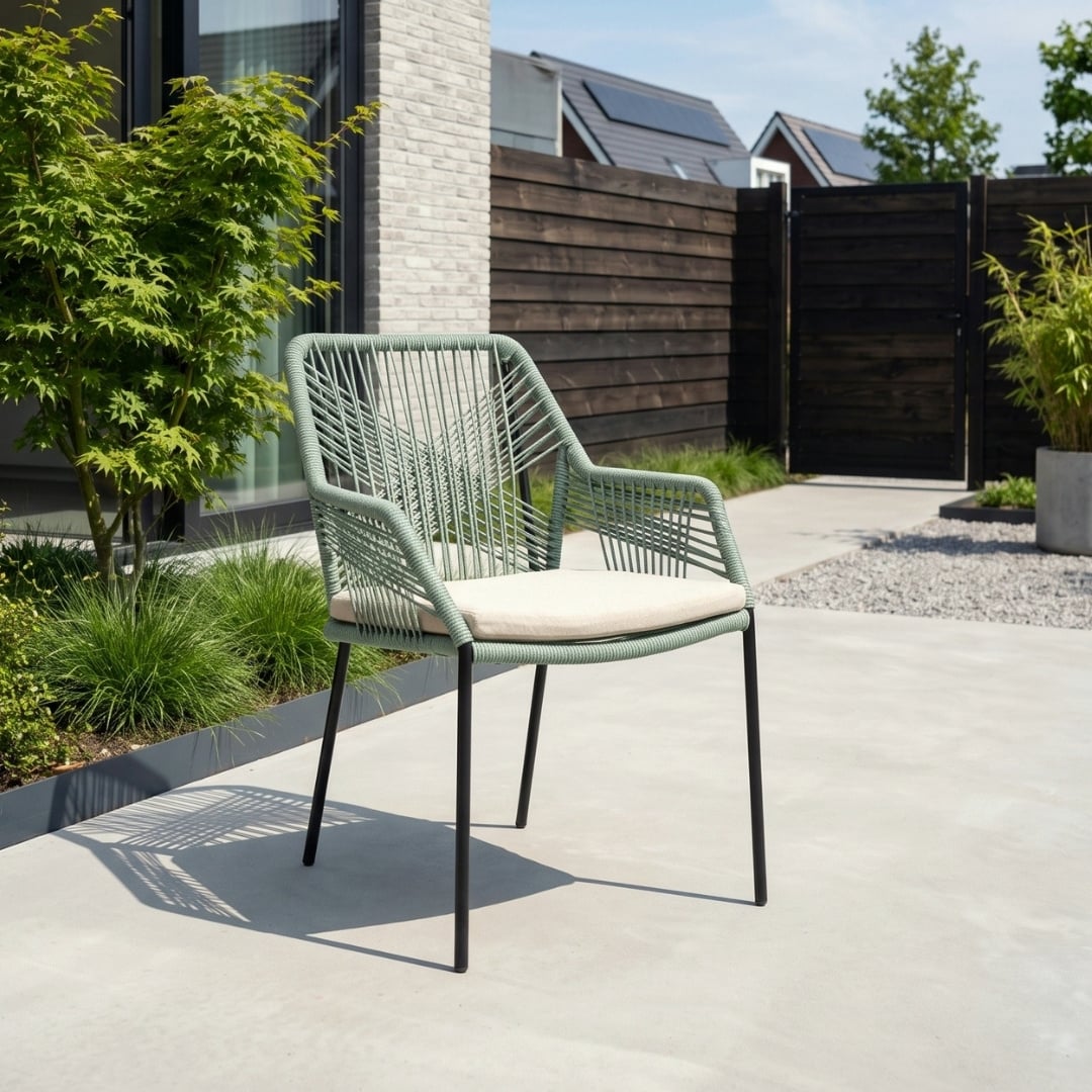 Manchester/Seville mint dining tuinset | 6 personen | aluminium + touw | 205cm