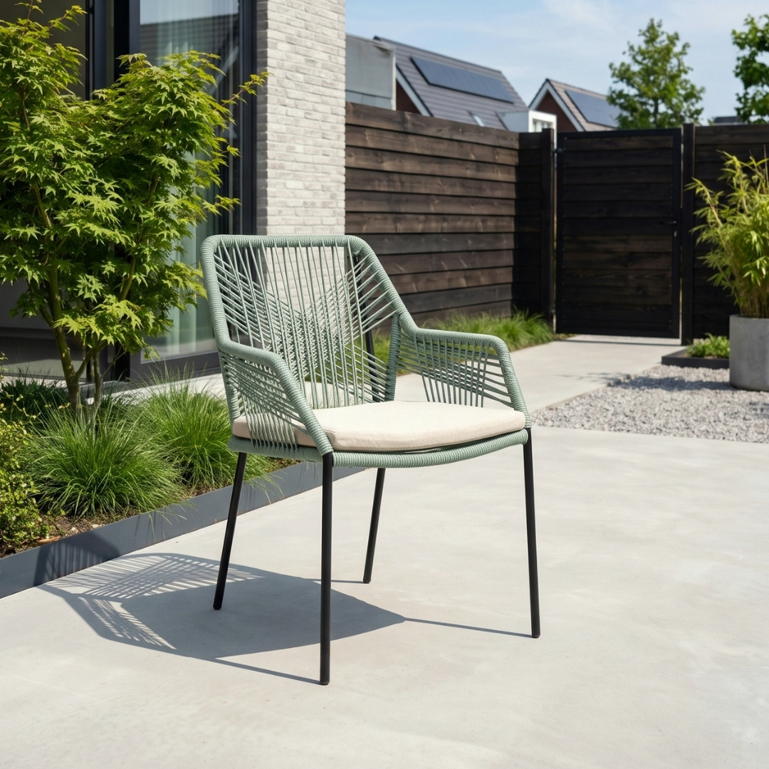Delta/Seville mint dining tuinset | 6 personen | teakhout + touw | 220cm