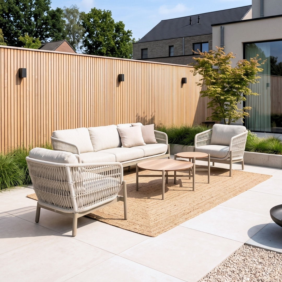 Puglia koffietafel 90cm rond | aluminium + hpl | beige